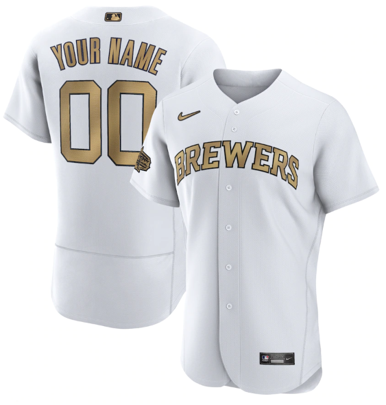 Men's Milwaukee Brewers Active Player Custom 2022 All-Star White Flex Base Stitched MLB Jersey